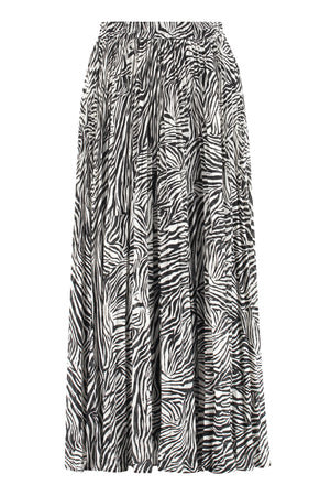 Printed pleated skirt-0